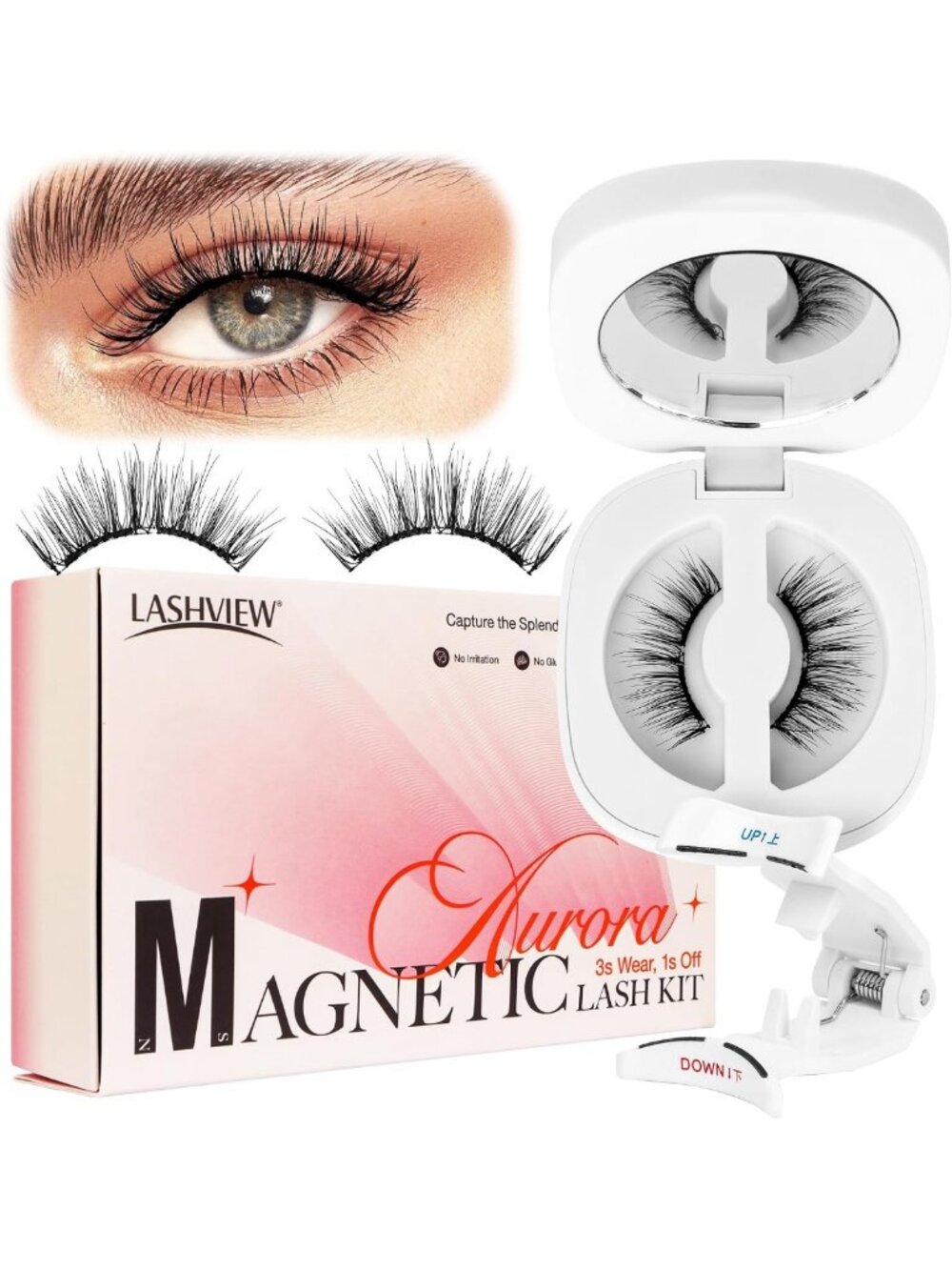 Reusable Soft Magnetic Eyelashes Kit with Applicator - Natural Look, No Glue